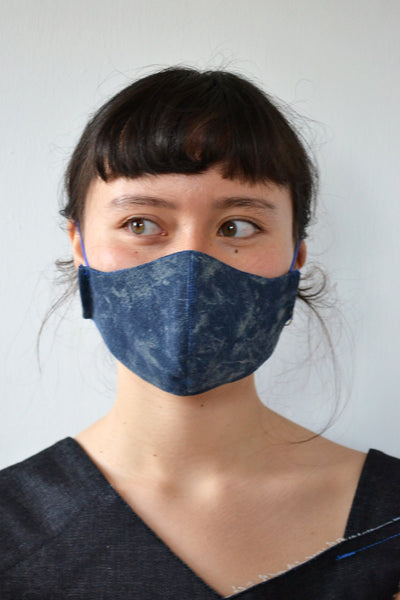 Classic Denim & Silk Face Mask with Filter Pocket