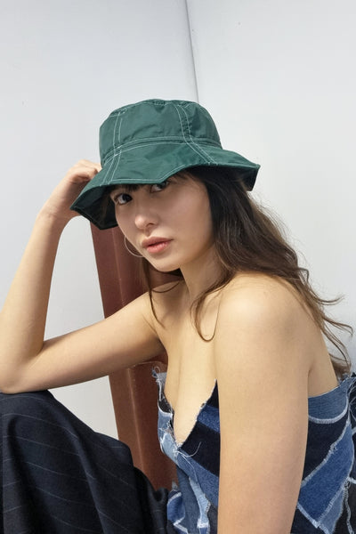 LIMITED Upcycled Green Raincoat Hexy Hat
