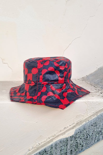 LIMITED Red & Navy Upcyled Raincoat Hexy Hat