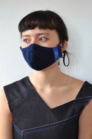 Denim & Silk Ribbon Tie Face Mask